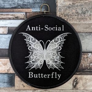 Anti-Social Butterfly. Machine embroidery 8" hoop