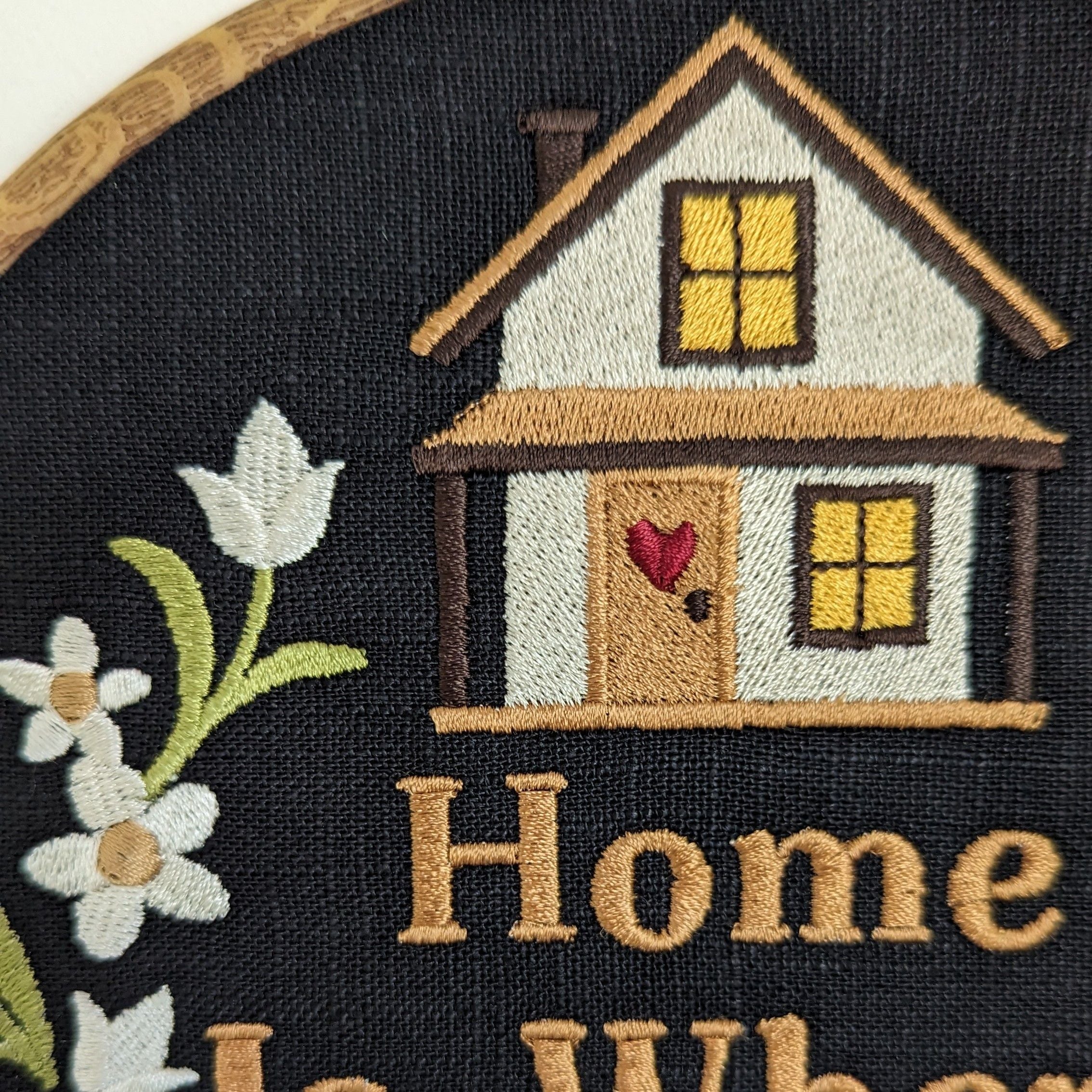 Home is where them fuckers ain't. Machine embroidery 8" hoop art