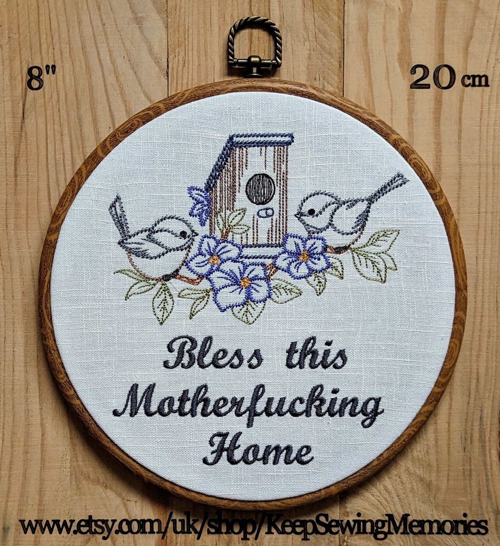 Bless this motherfucking home. Machine embroidery 8" hoop art