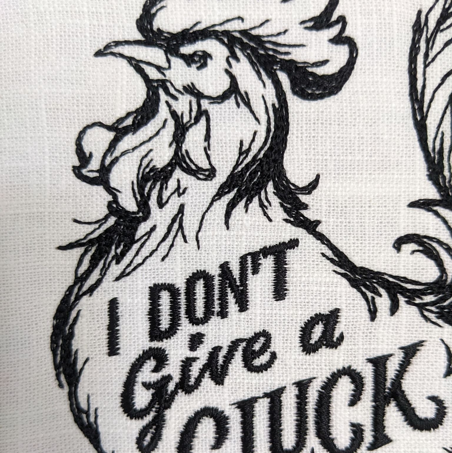 I don't give a cluck. Machine embroidery 8" hoop art
