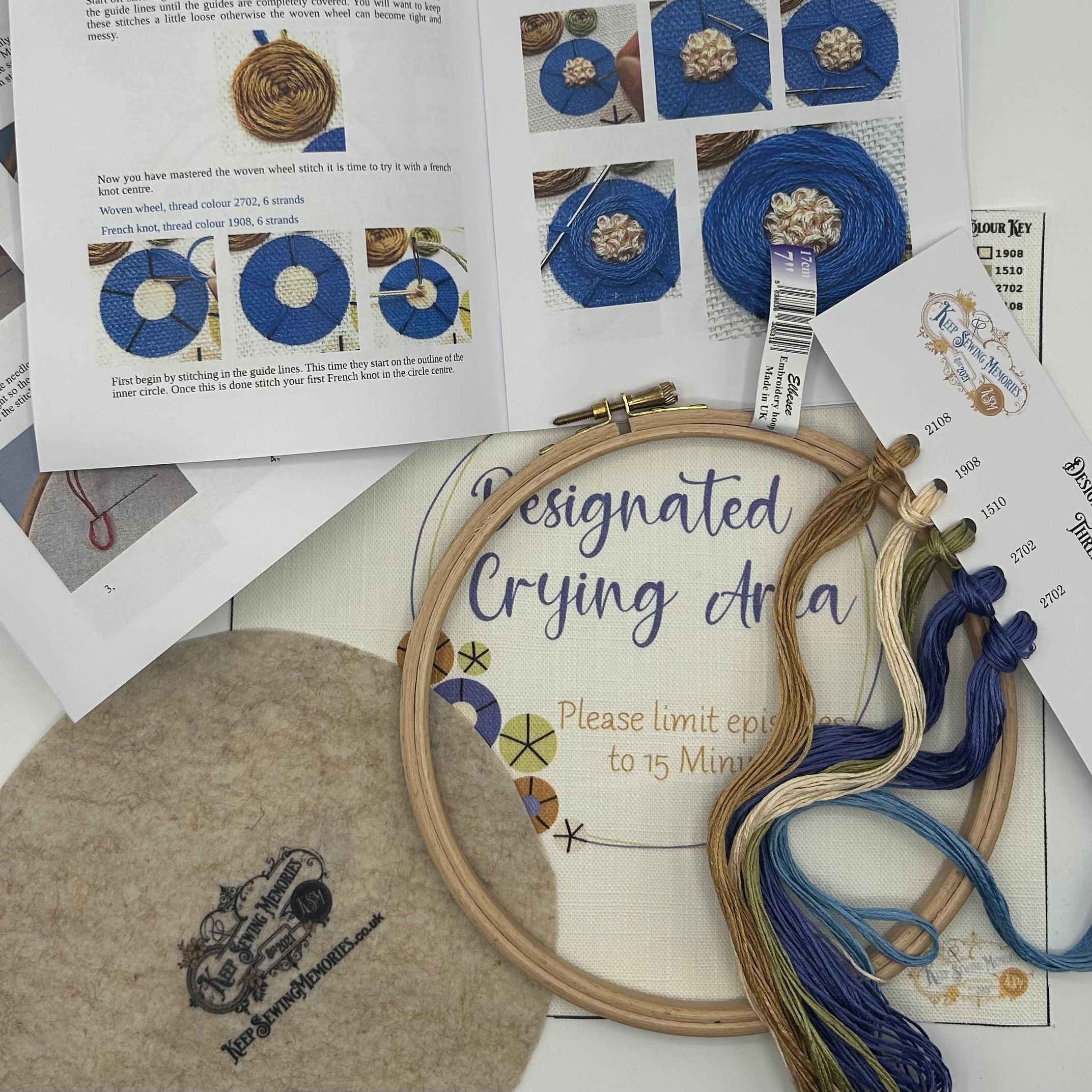 Hand Embroidery Kit- Designated Crying Area. Sassy, alternative vintage style hand embroidery.