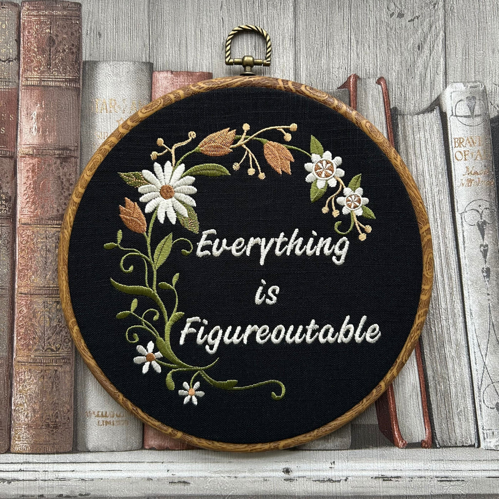 Boho farmhouse style embroidery hoop with inspirational quote