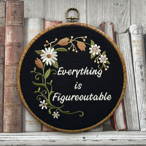 Boho farmhouse style embroidery hoop with inspirational quote
