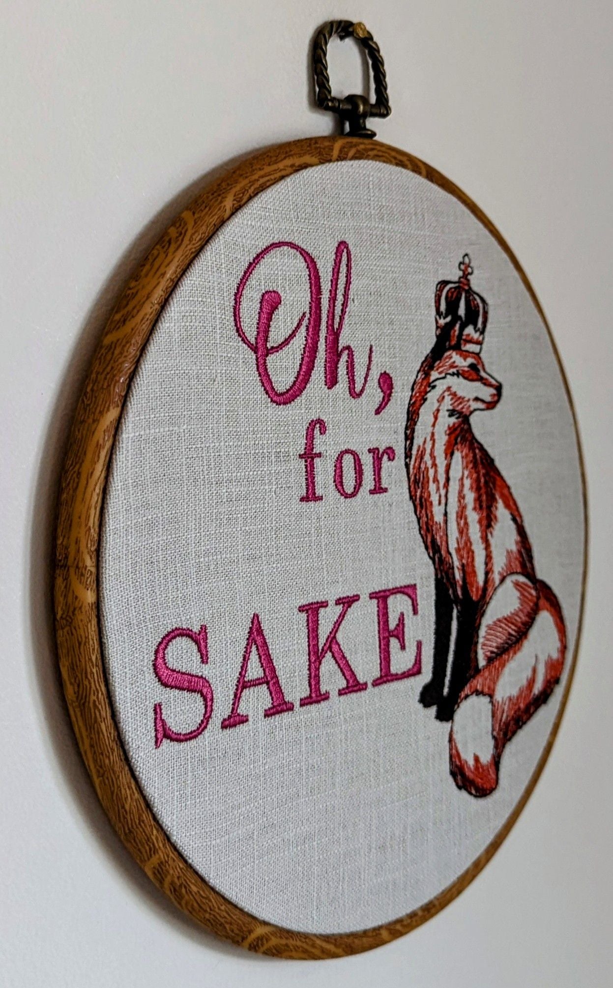 Oh for 'fox' sake Hoop Art, Machine embroidery 8" hoop