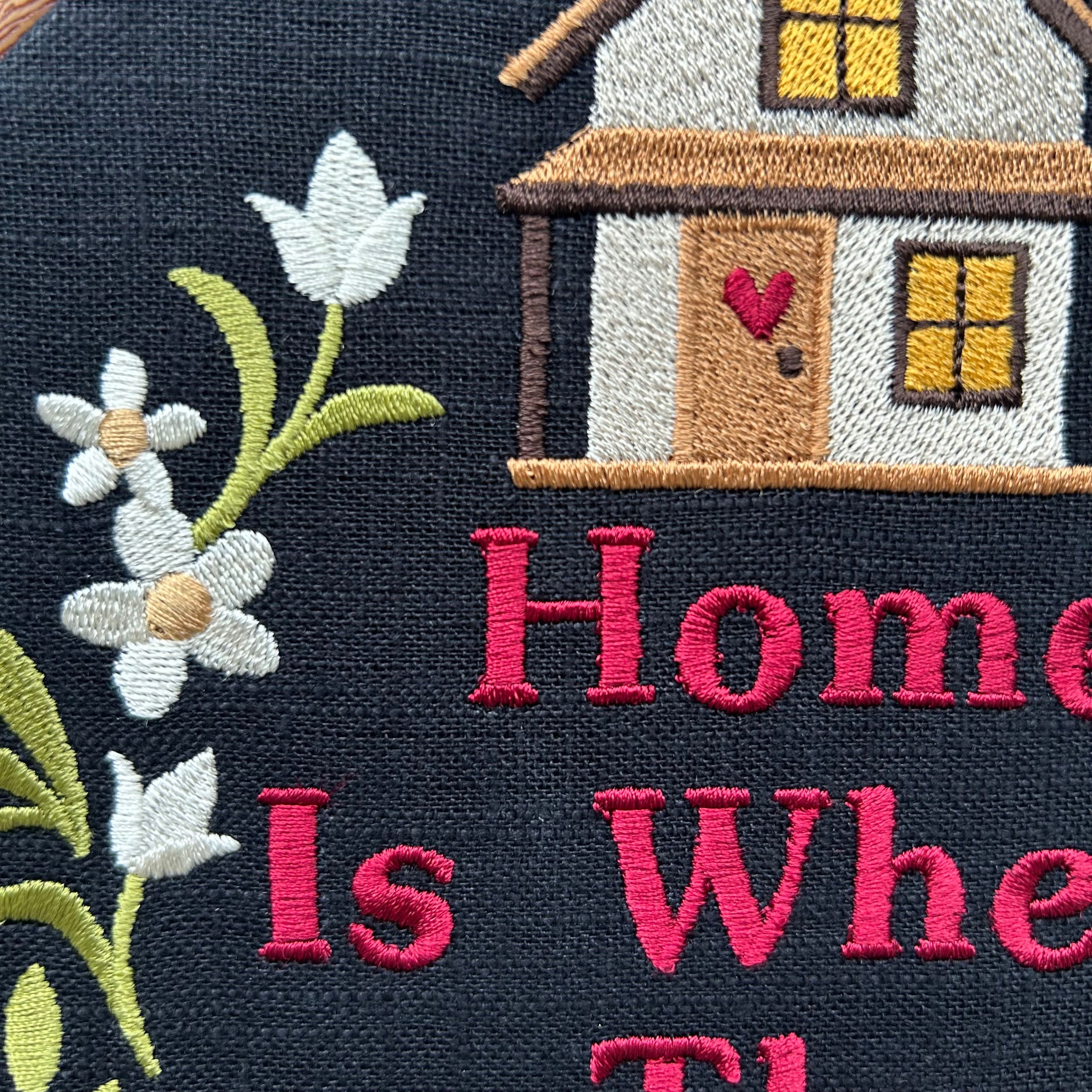 Home is where the haters aren't. Machine embroidery 8" hoop art