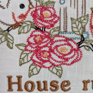 This house runs on Sarcasm and Inappropriate Humor. Machine embroidery 8" hoop art