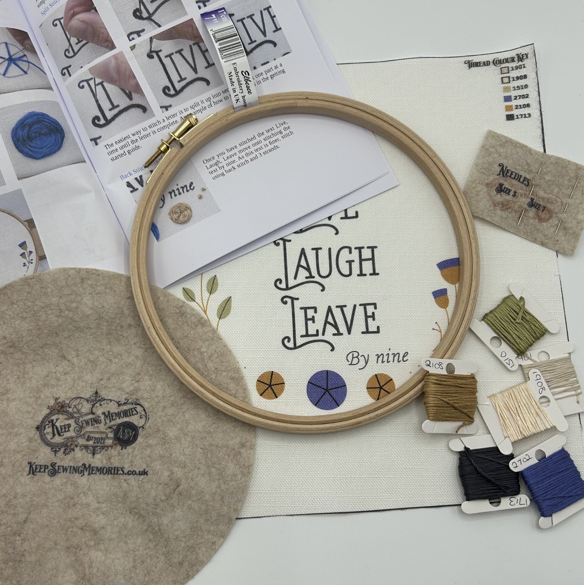 Hand Embroidery Kit- Live, Laugh, Leave by nine. Sassy, alternative vintage style hand embroidery.