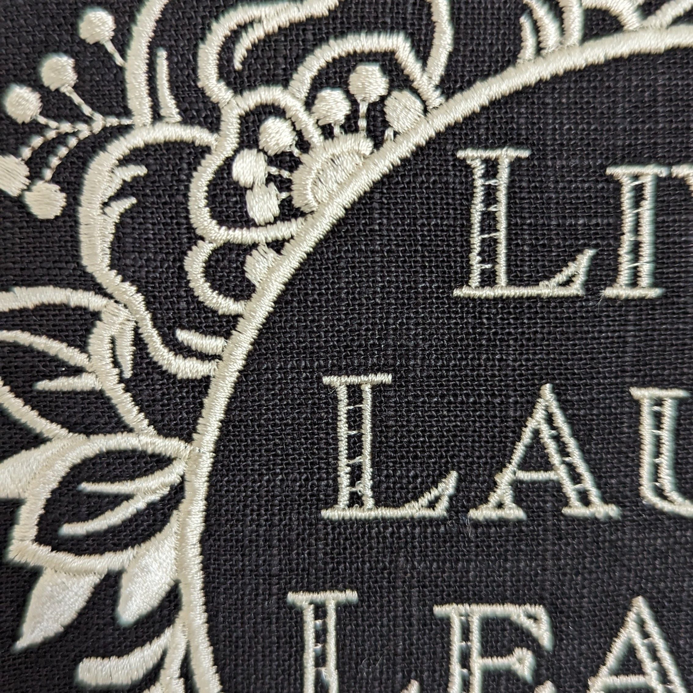 Live Laugh Leave by nine. Machine embroidery 8" hoop art