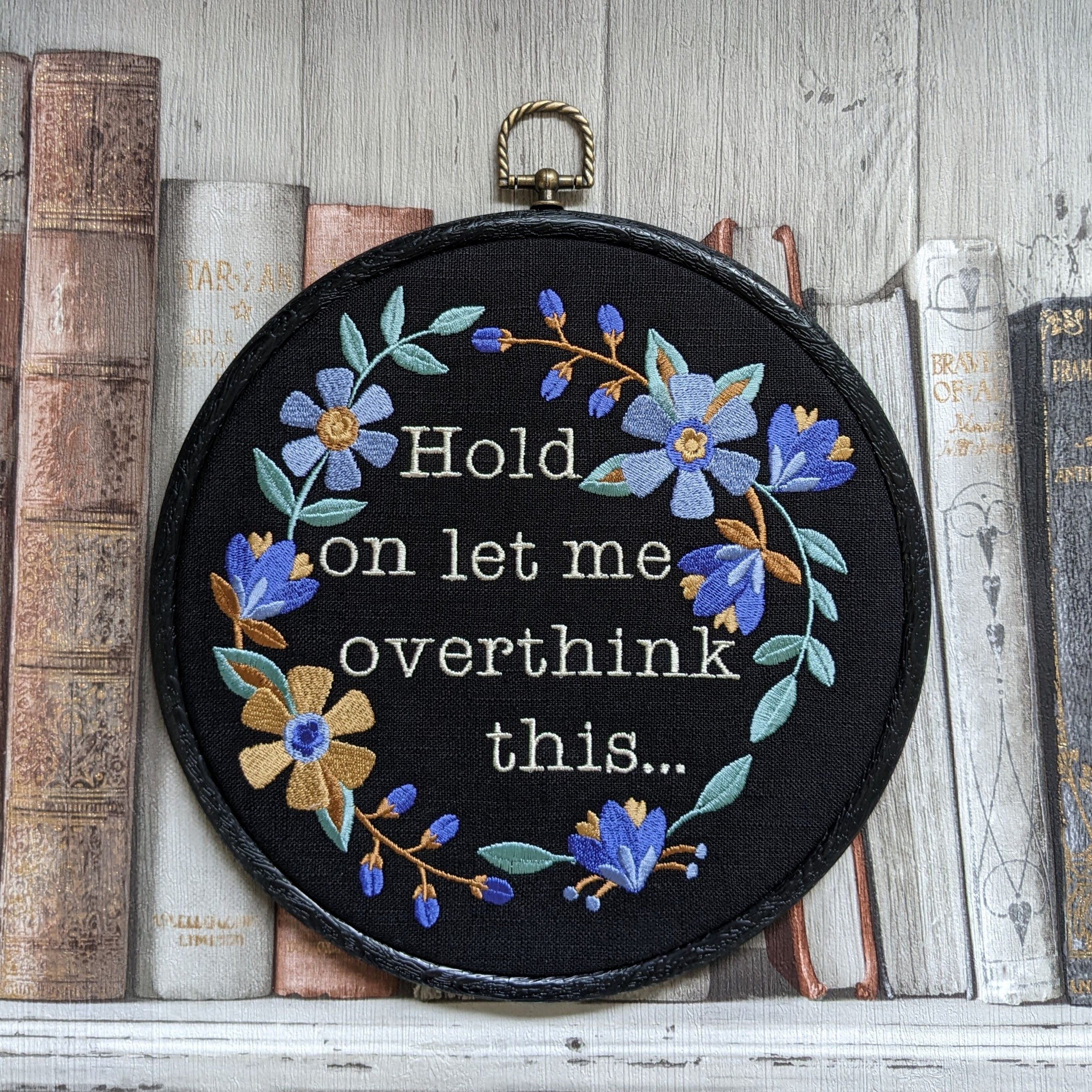 Hold on let me overthink this... Machine embroidered 8" hoop Vintage embroidery art with modern inspiration.