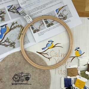 Hand Embroidery Kit- Calm your tits. A fun, sassy, bird lovers, alternative vintage style hand embroidery. Suitable for all abilities