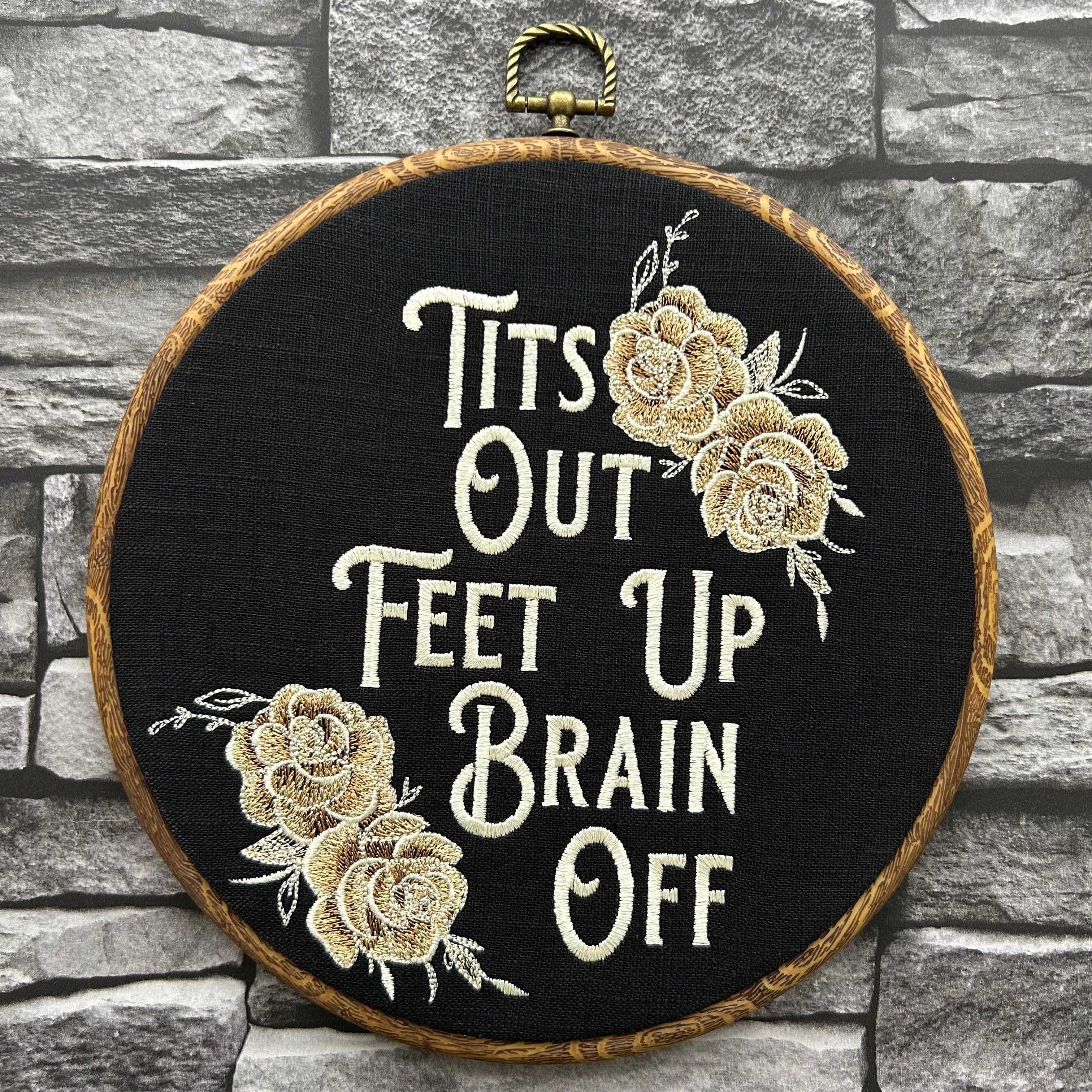 This stunning wall hanging features gold roses beautifully embroidered onto rich black linen, creating a bold and sassy statement piece. With a wood frame and a perfect blend of vintage charm and modern flair