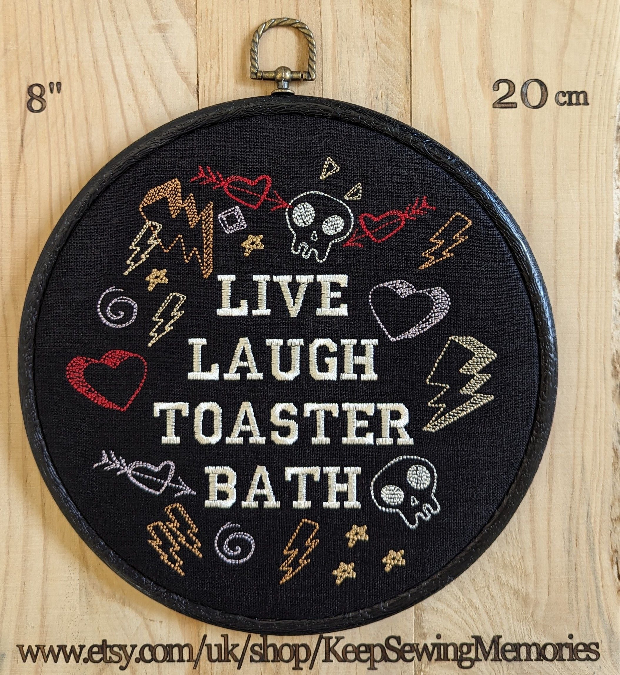 Live Laugh Toaster Bath. Machine embroidery 8" hoop art