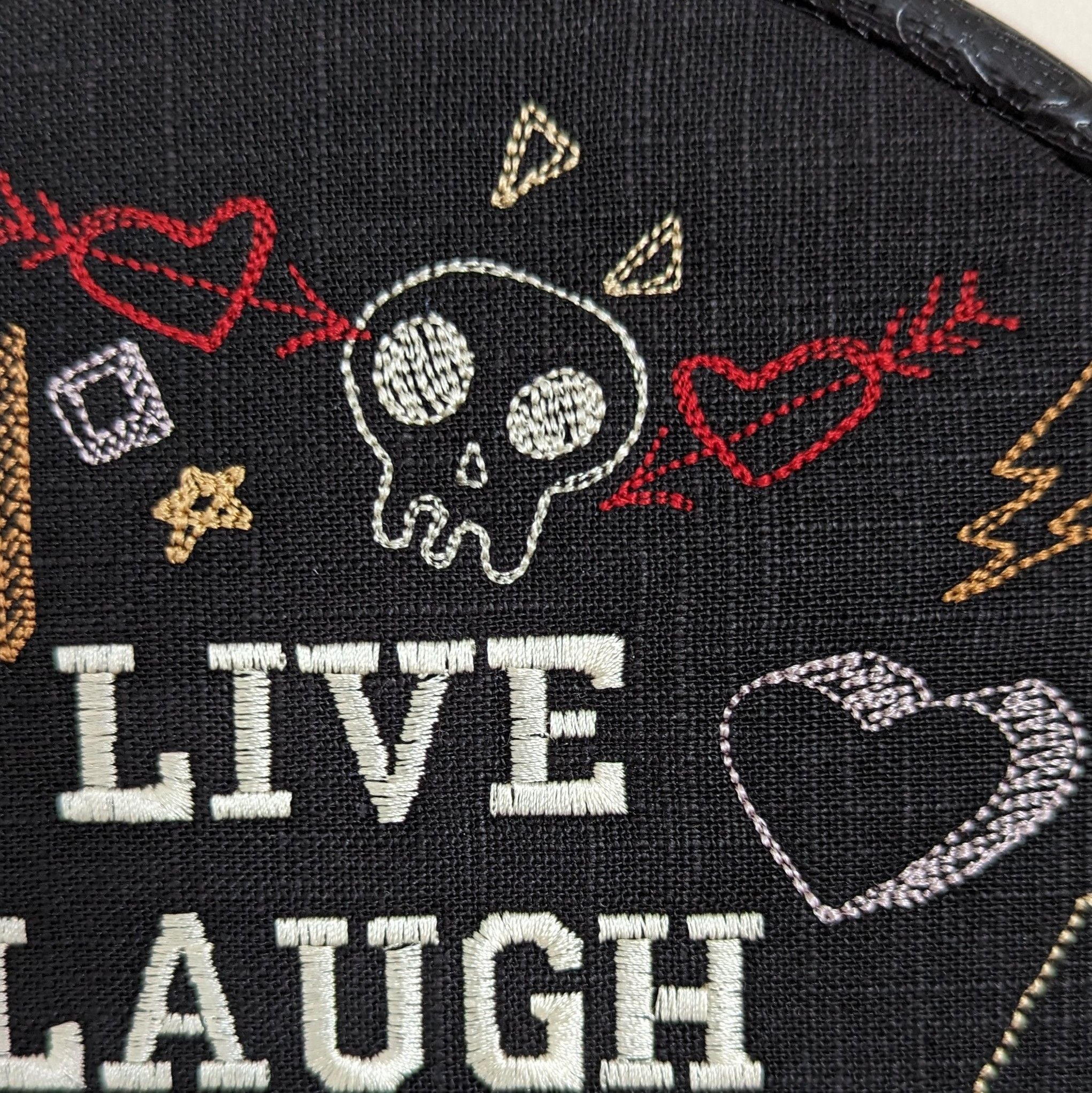 Live Laugh Toaster Bath. Machine embroidery 8" hoop art