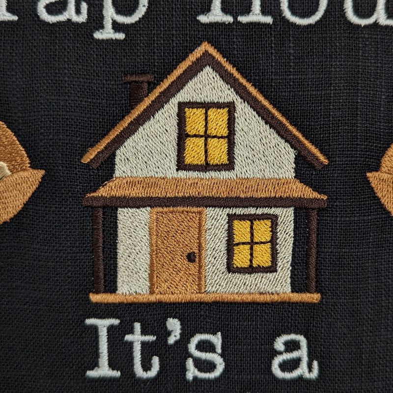 It's not a trap house, It's a trap home. Machine embroidery 8" hoop.