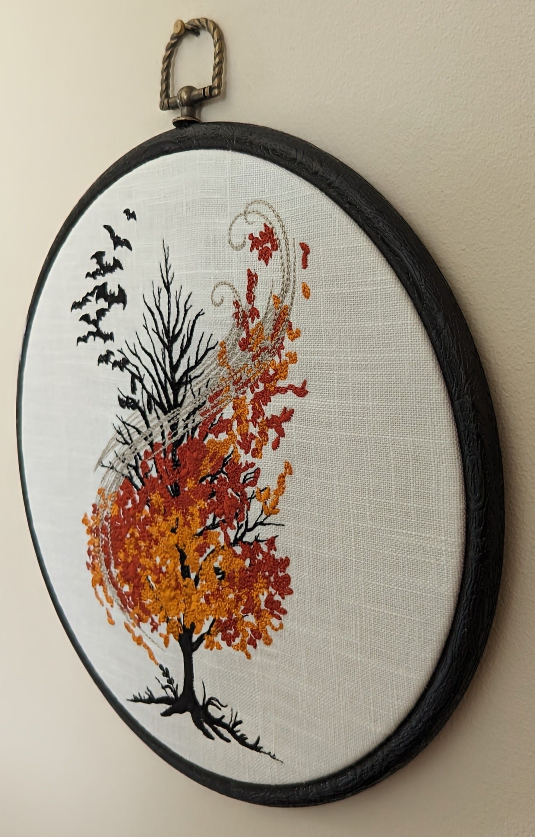 Autumn Tree. Machine embroidered 8" hoop art