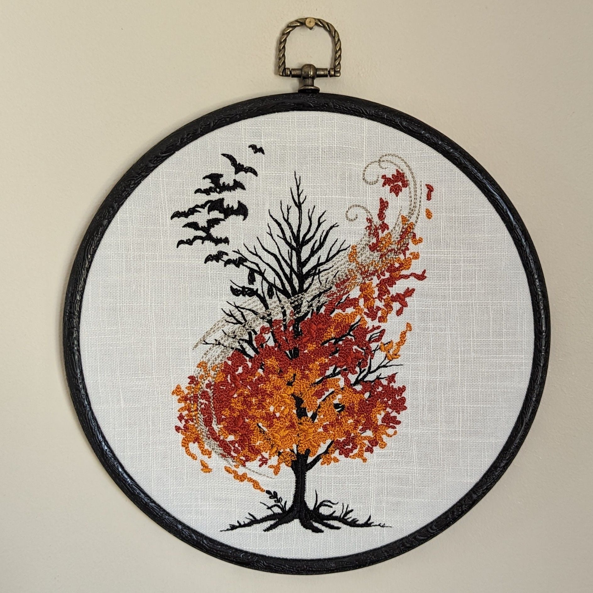 Autumn Tree. Machine embroidered 8" hoop art