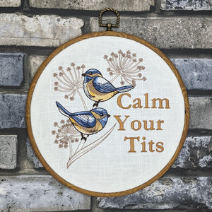 Calm your Blue-tits, Blue-tit machine embroidery 8" hoop art