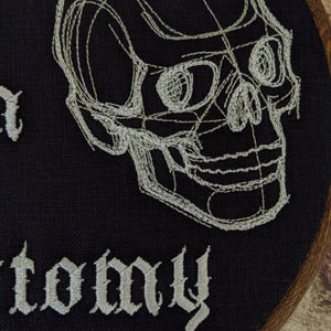 Live Laugh Lobotomy. Machine embroidery 8" hoop art