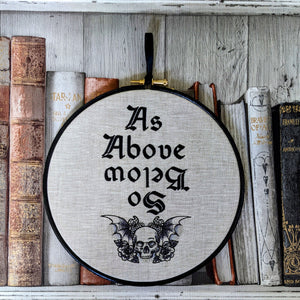 As Above So Below, machine embroidered 8" hoop