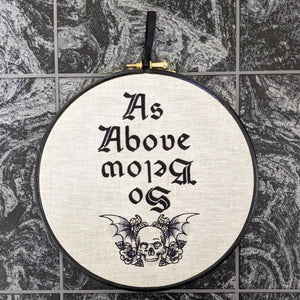 As Above So Below, machine embroidered 8" hoop