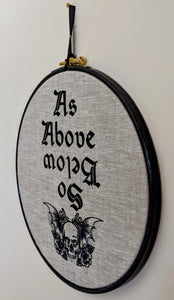 As Above So Below, machine embroidered 8" hoop