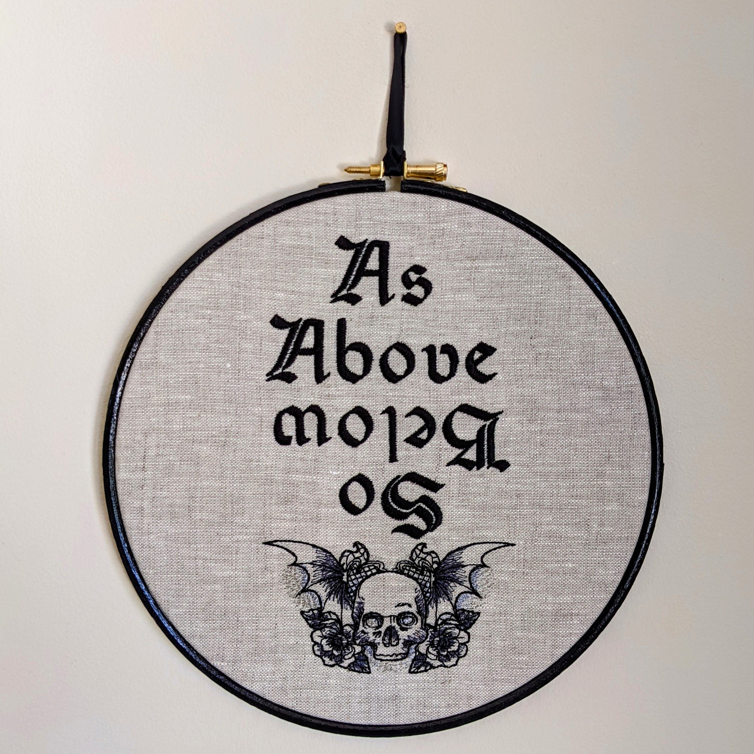 As Above So Below, machine embroidered 8" hoop