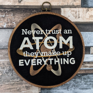 Never trust an ATOM they make up everything.  Machine embroidery 8" hoop