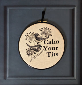 Calm your Blue-tits, Blue-tit machine embroidery 8" hoop art