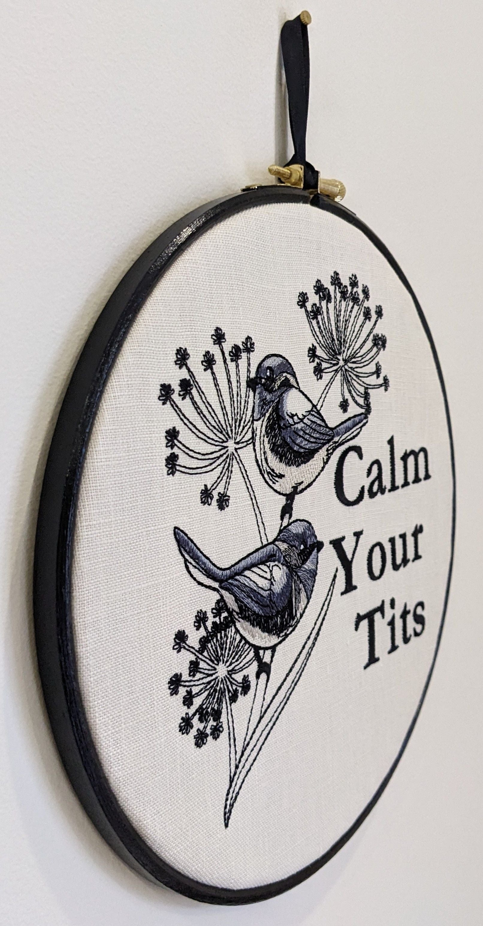 Calm your Blue-tits, Blue-tit machine embroidery 8" hoop art