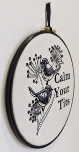 Calm your Blue-tits, Blue-tit machine embroidery 8" hoop art