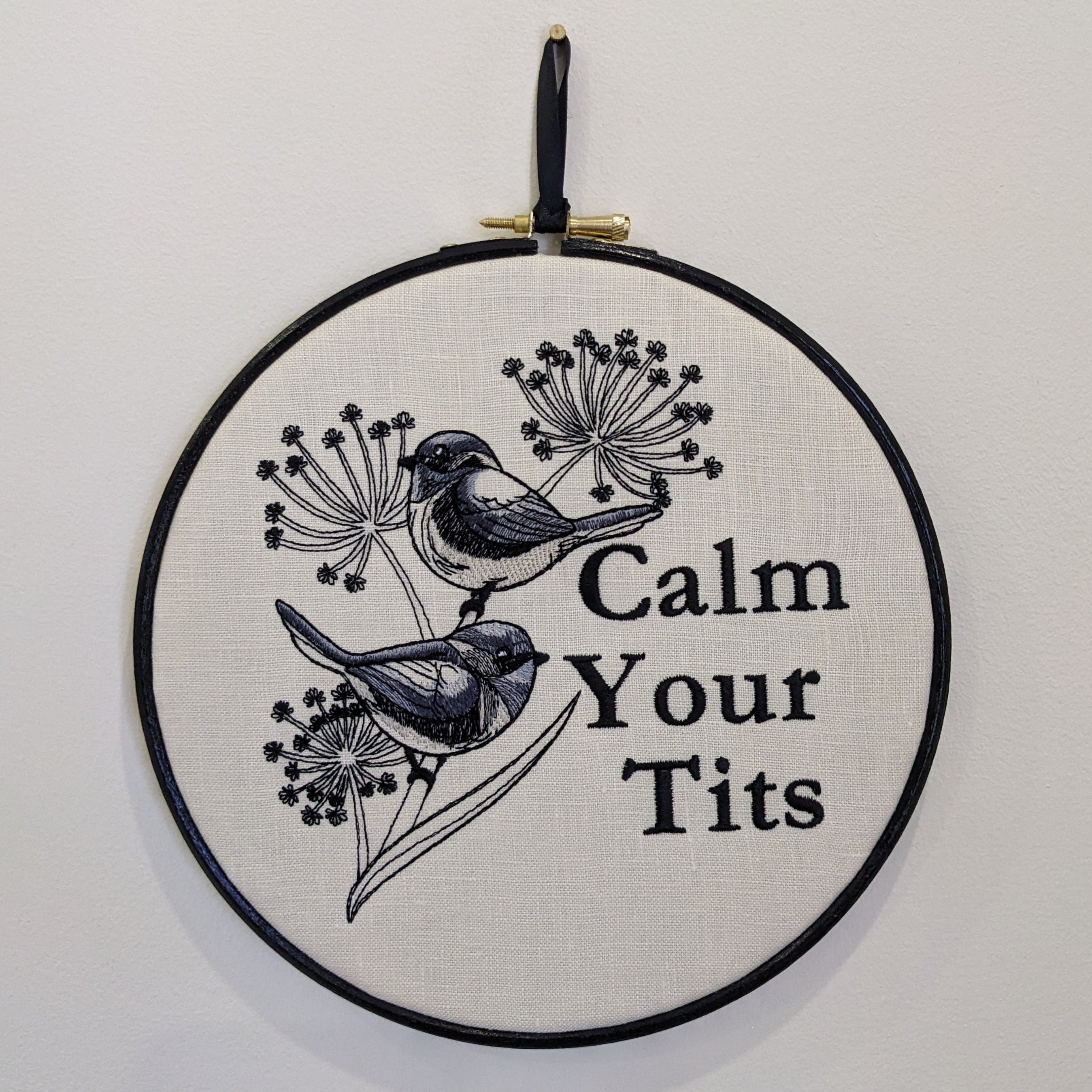 Calm your Blue-tits, Blue-tit machine embroidery 8" hoop art
