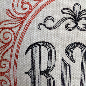 Boo. Machine embroidered 8" hoop