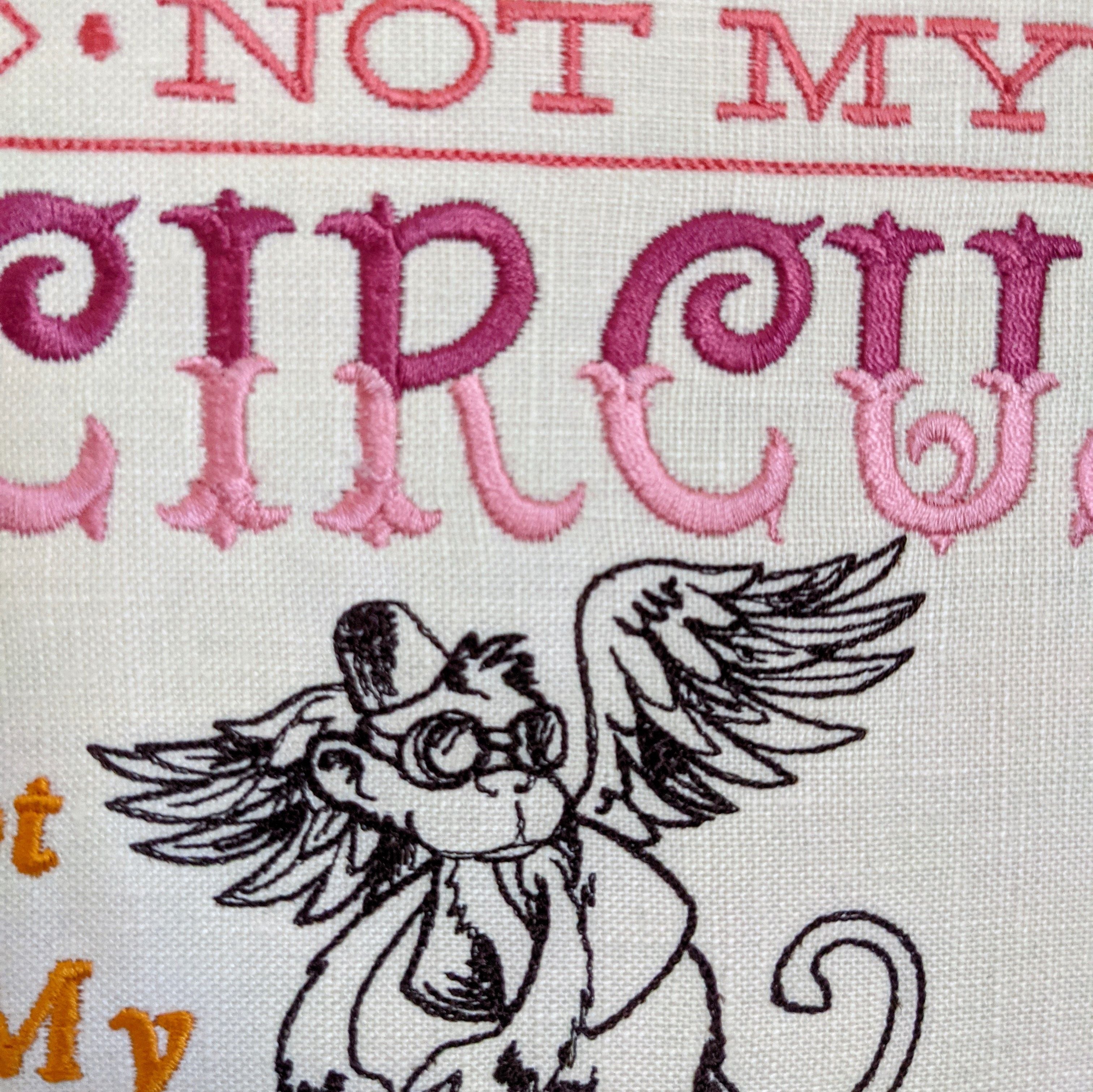 Not my circus, not my monkeys, Machine embroidery 8" hoop,