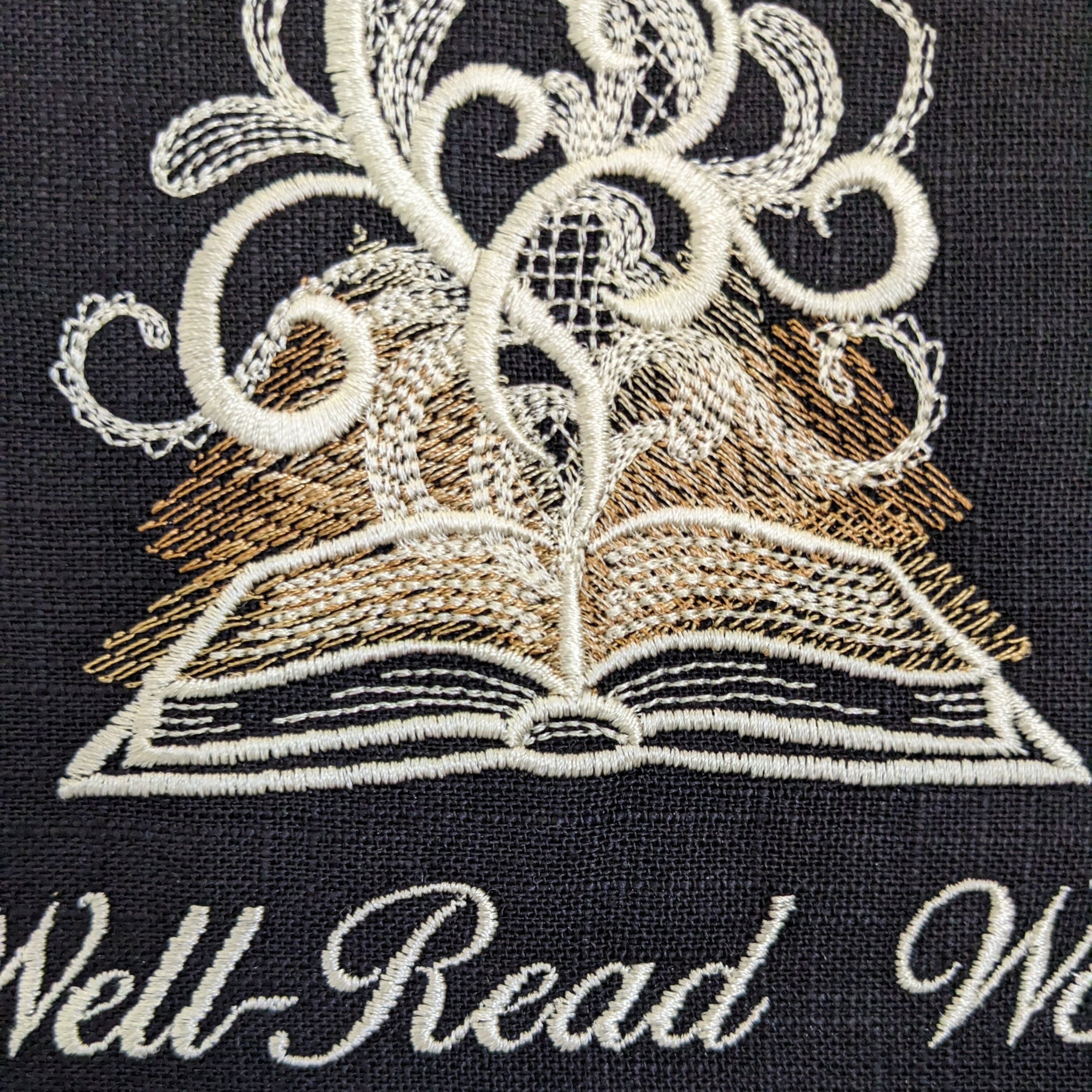 A well-read woman is a dangerous creature. Machine embroidery 8" hoop art