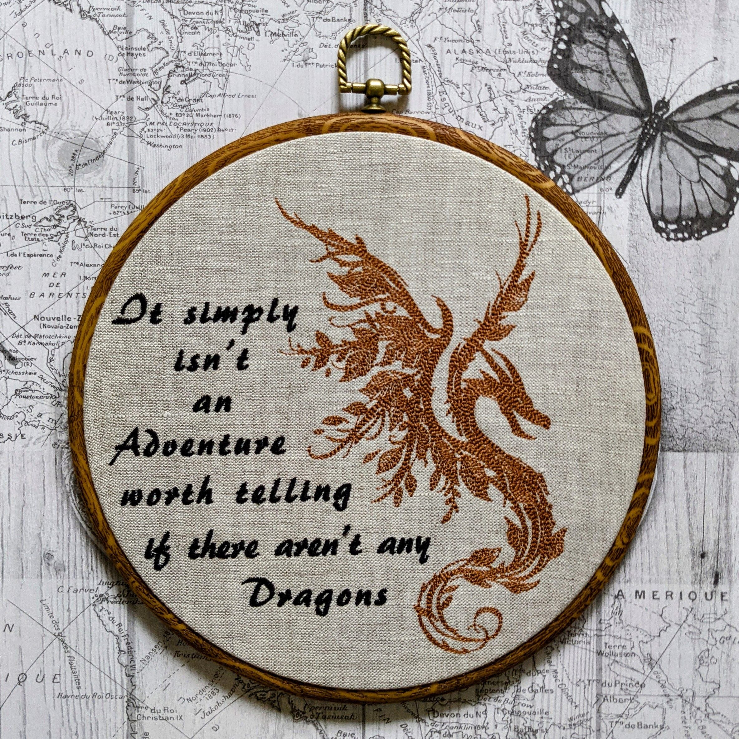 It simply isn't an adventure worth telling if there aren't any dragon. Machine embroidered 8" hoop,
