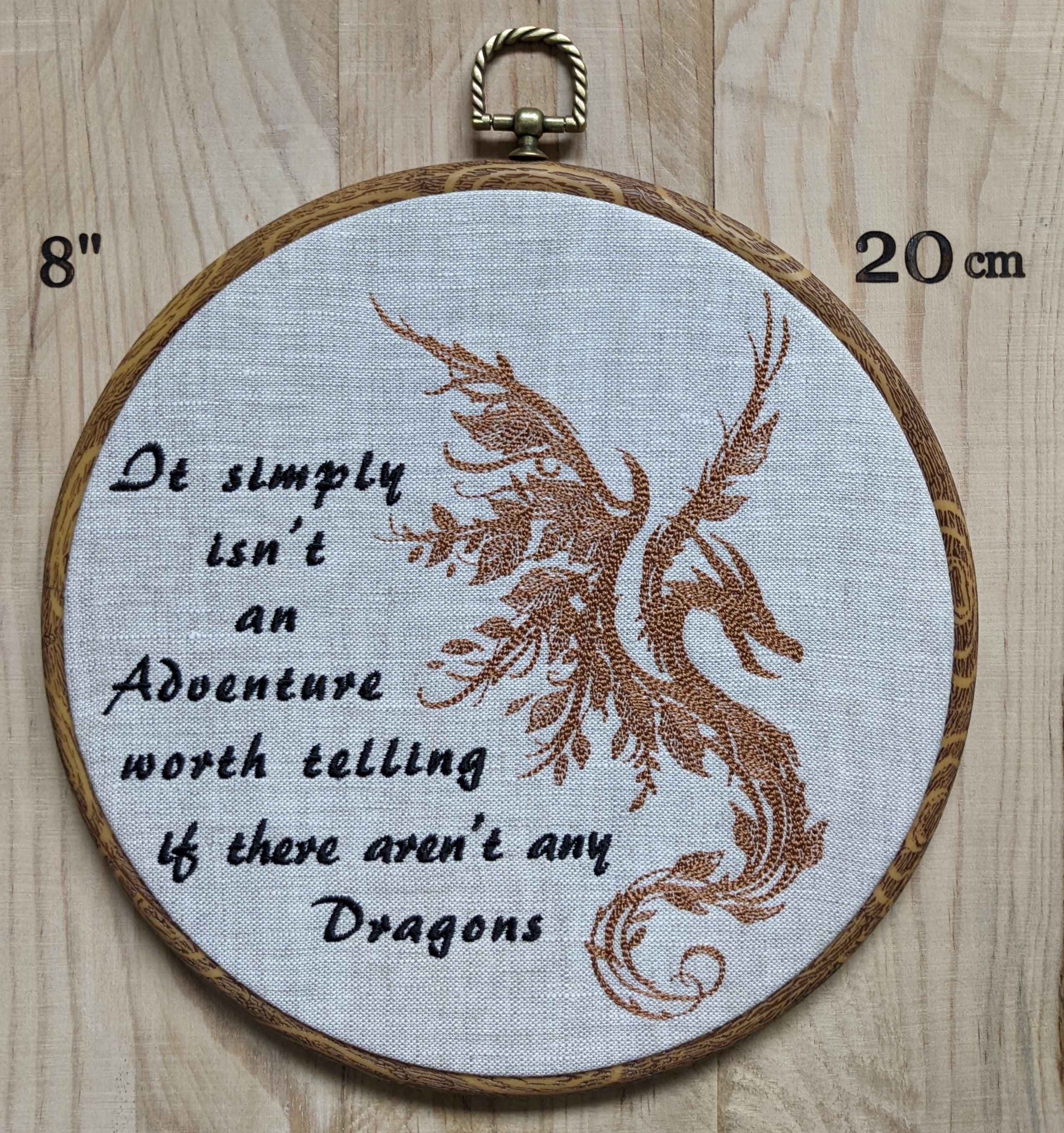 It simply isn't an adventure worth telling if there aren't any dragon. Machine embroidered 8" hoop,