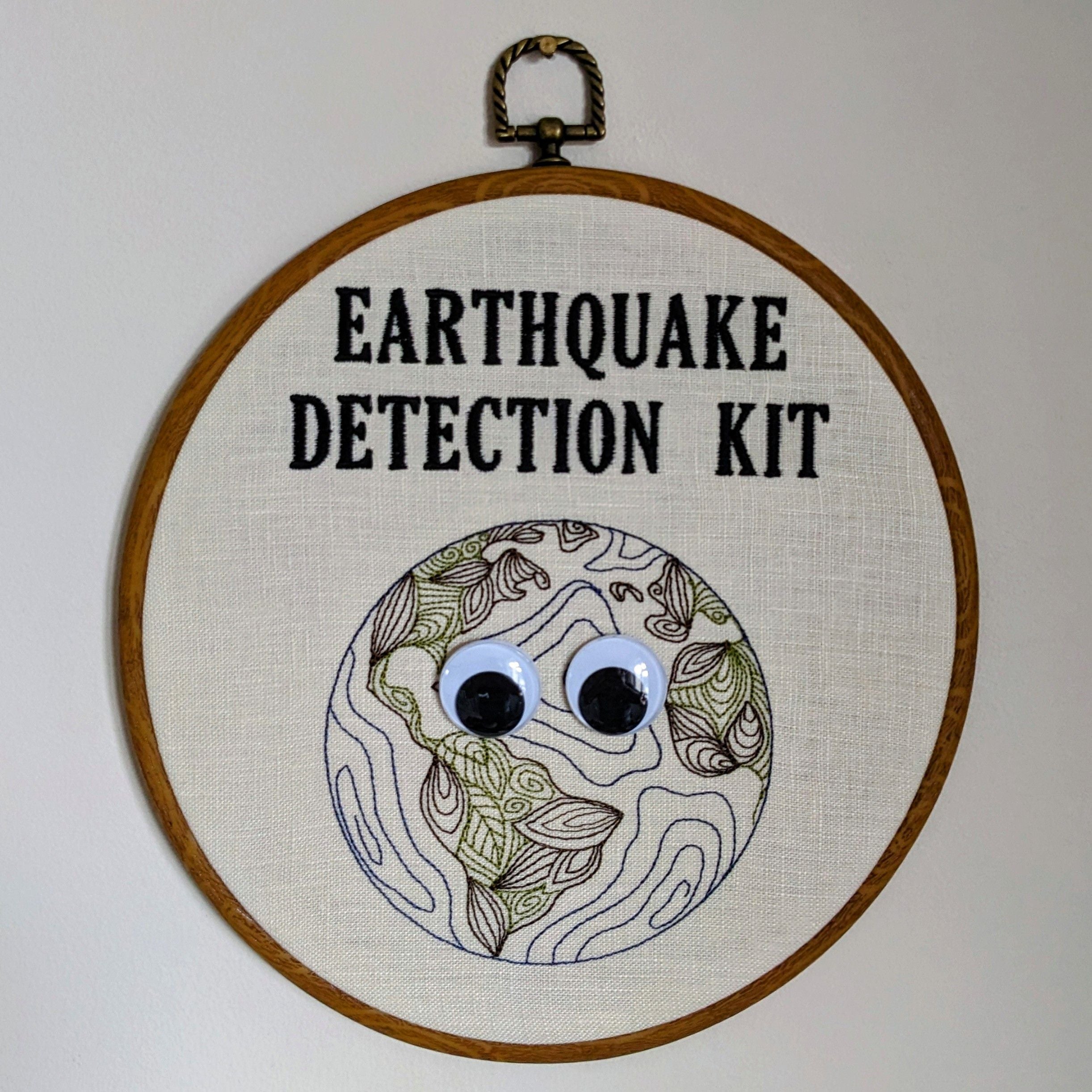 Earthquake detection kit. Machine embroidery 8" hoop