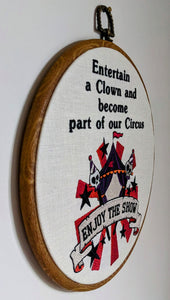 Entertain a Clown and become part of our Circus, enjoy the show. Machine embroidery 8" hoop art