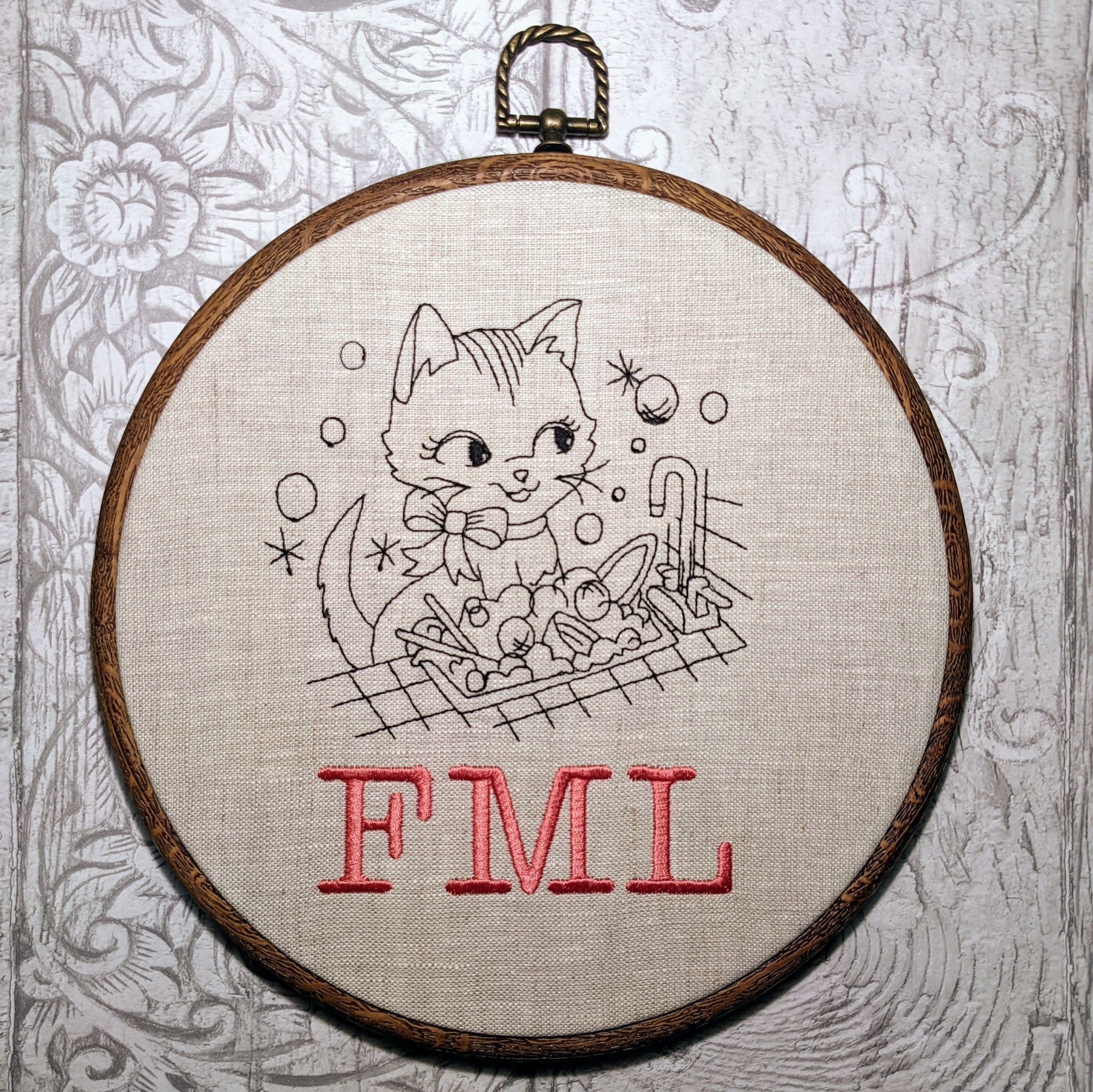 FML machine embroidery 8" hoop art