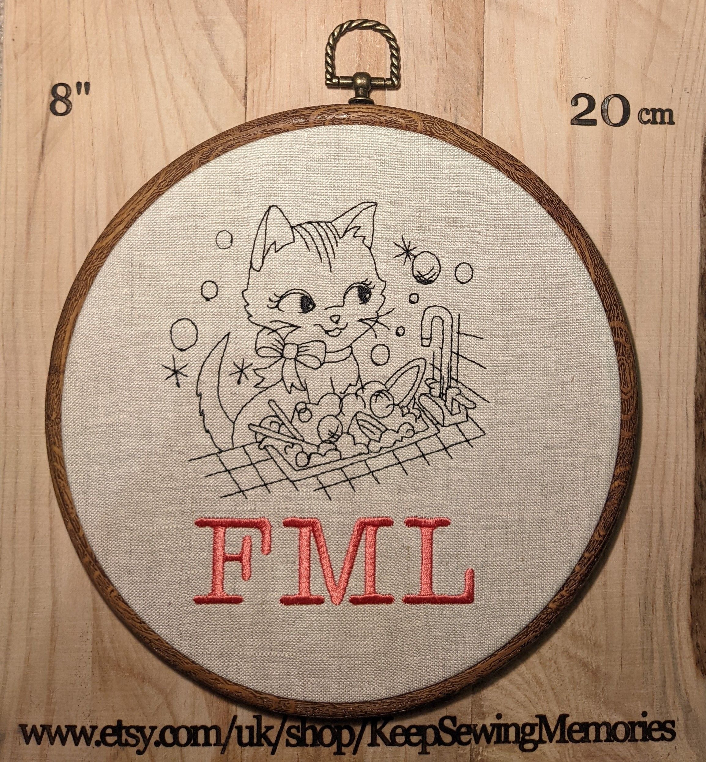 FML machine embroidery 8" hoop art