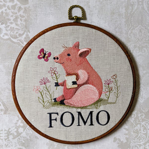 FOMO machine embroidery 8" hoop art