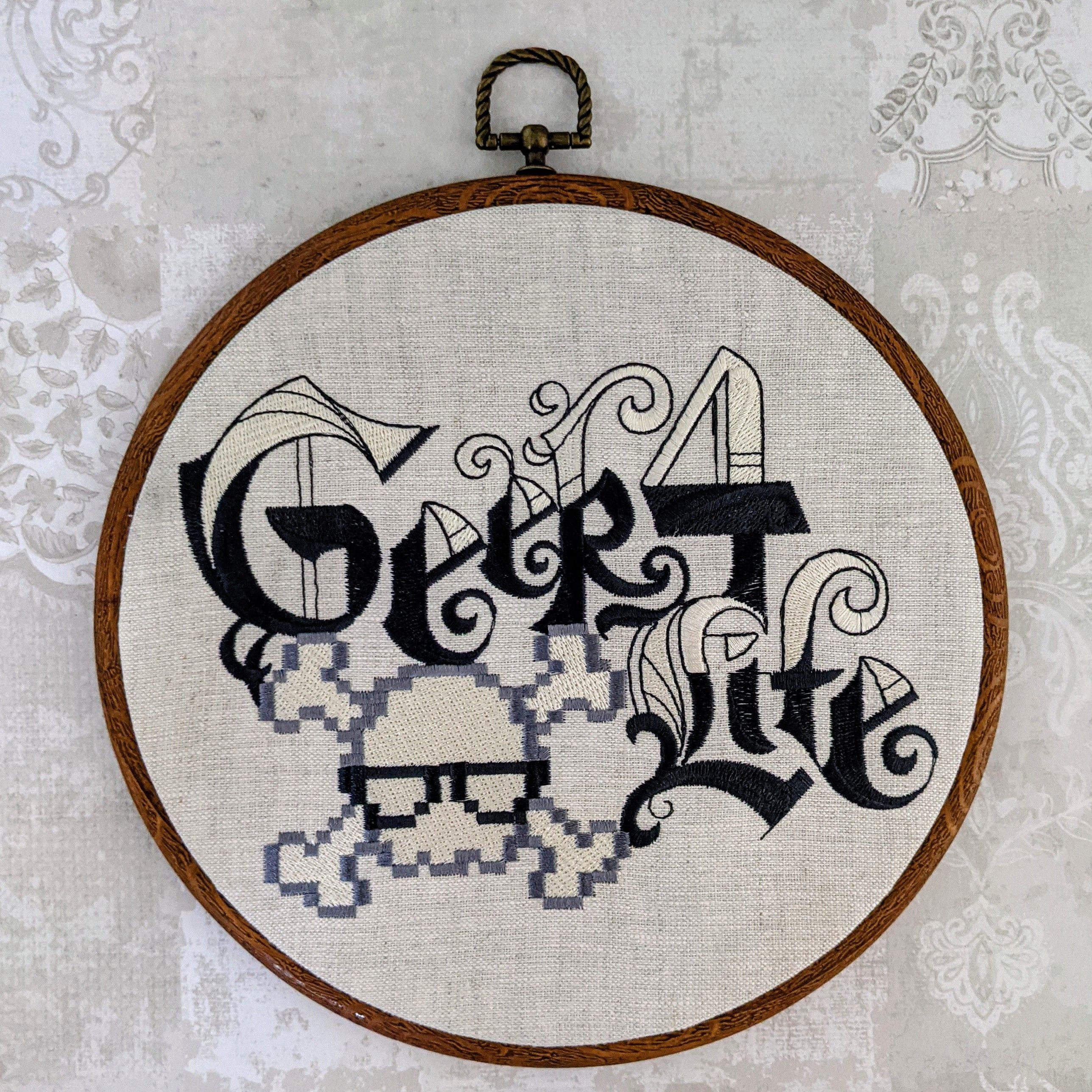 Geek 4 life.  Machine embroidery 8" hoop