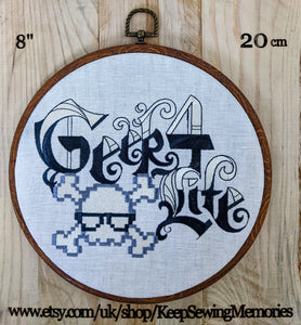Geek 4 life.  Machine embroidery 8" hoop