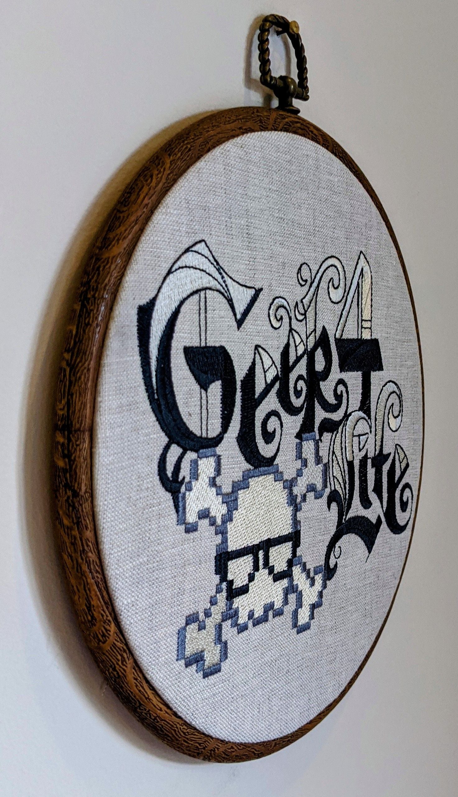 Geek 4 life.  Machine embroidery 8" hoop