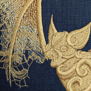 Lace Bat light gold, Hoop Art, machine embroidered 8" hoop