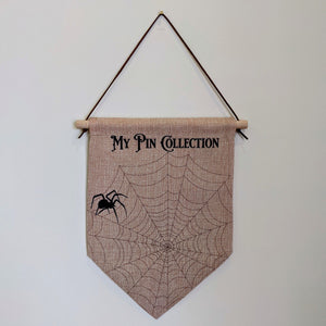 Spider web Pin badge display, pennant banner