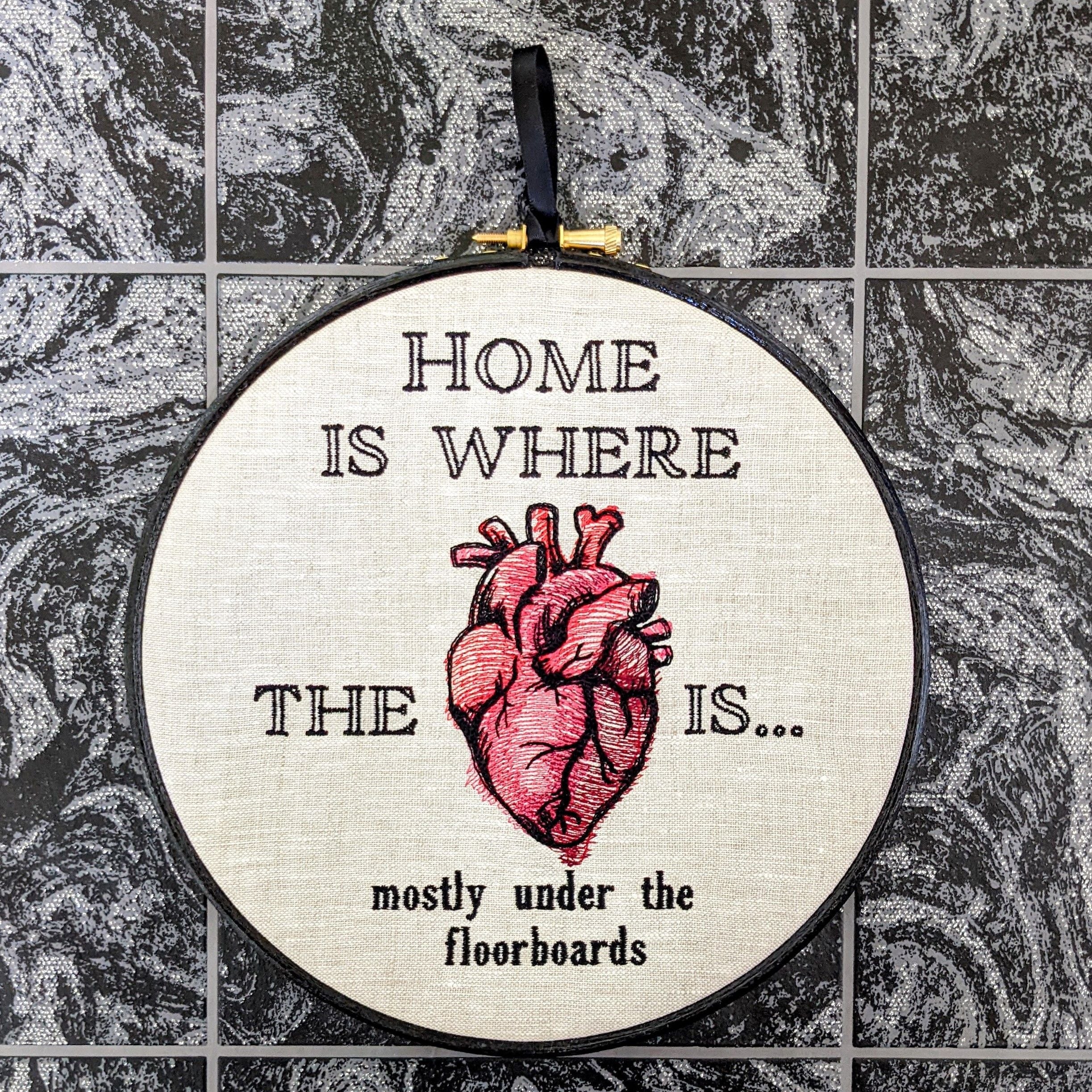 Home is where the heart is. Machine embroidery 8" hoop.