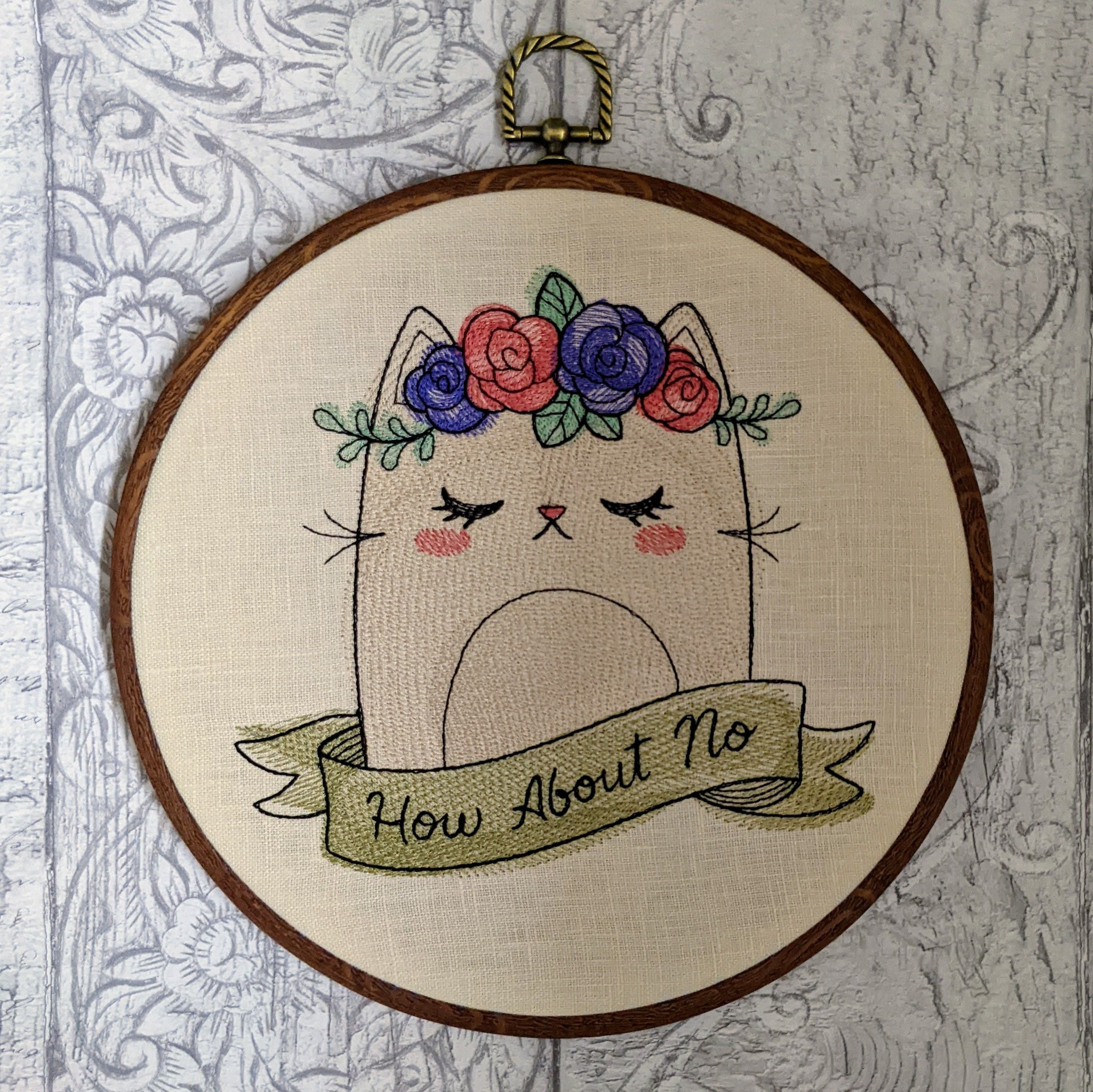 How about no. Machine embroidered 8" hoop