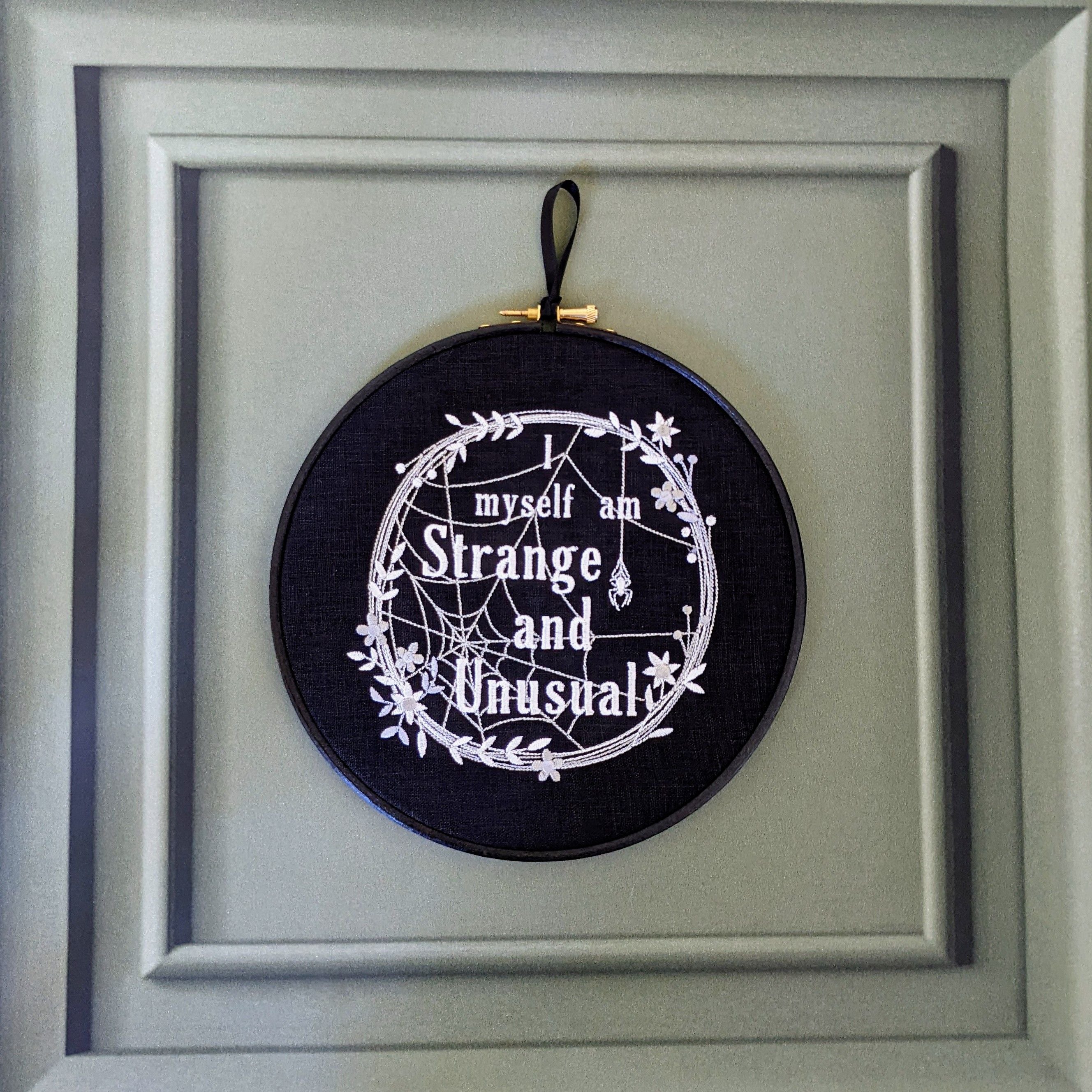 I myself am strange and unusual Machine embroidery art. Machine embroidery 8" hoop.