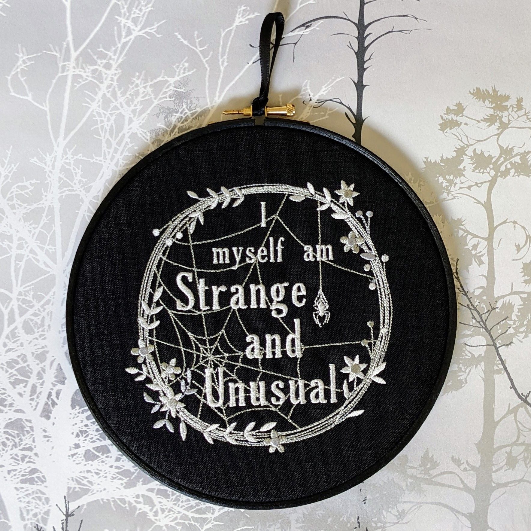 I myself am strange and unusual Machine embroidery art. Machine embroidery 8" hoop.